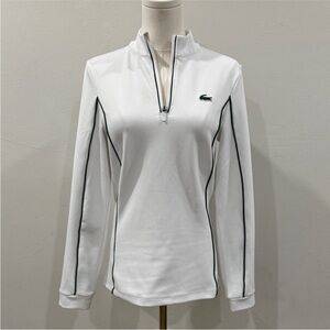 Lacoste Sport White Quarter Zip Performance Sweatshirt | Size M (Slim Fit)